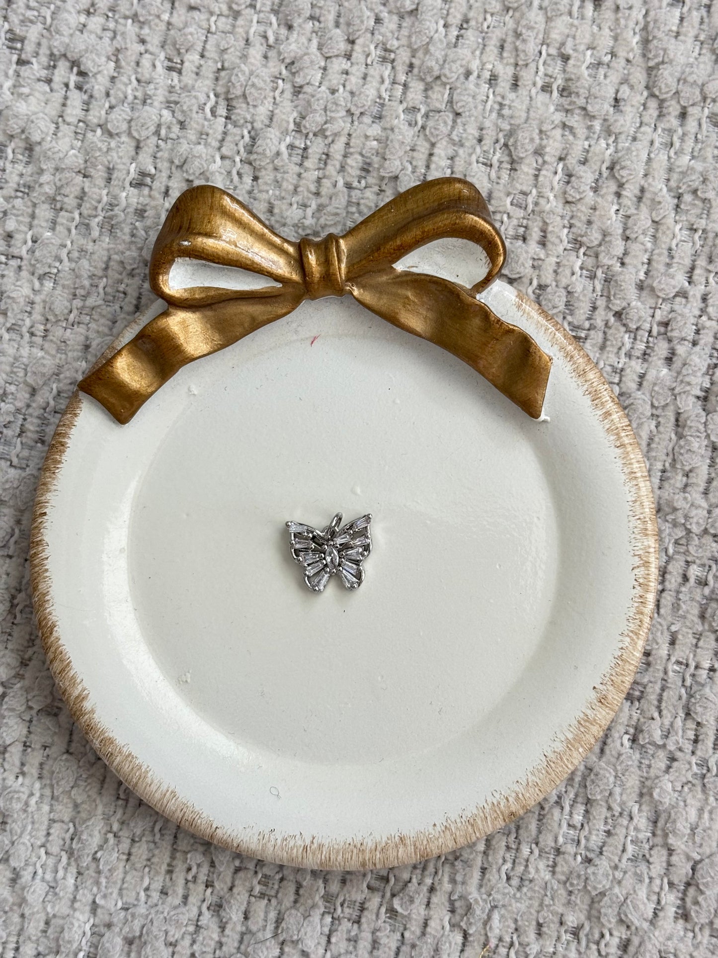 baguette butterfly charm in silver