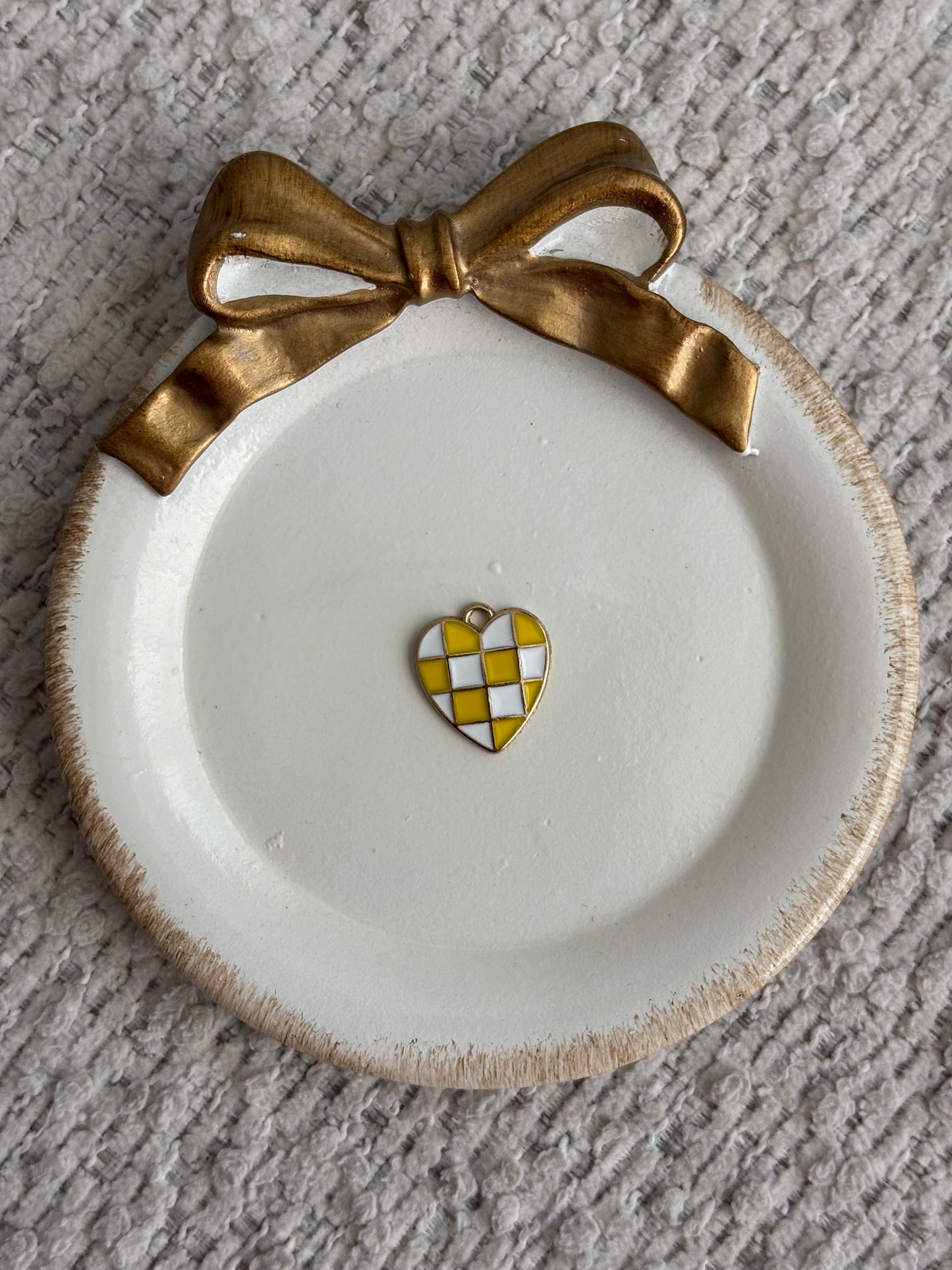 yellow checker heart charm
