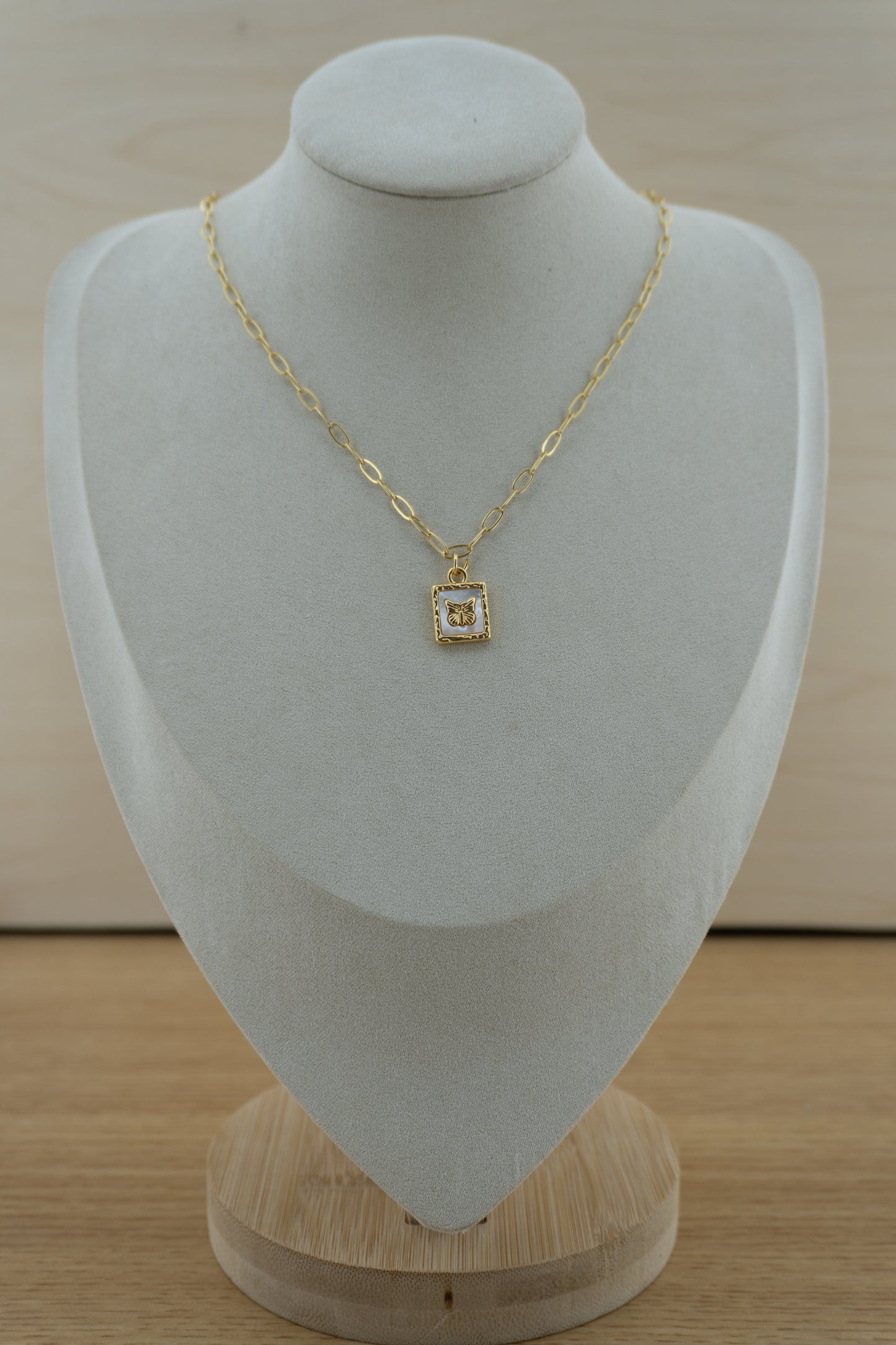 butterfly mother of pearl square charm