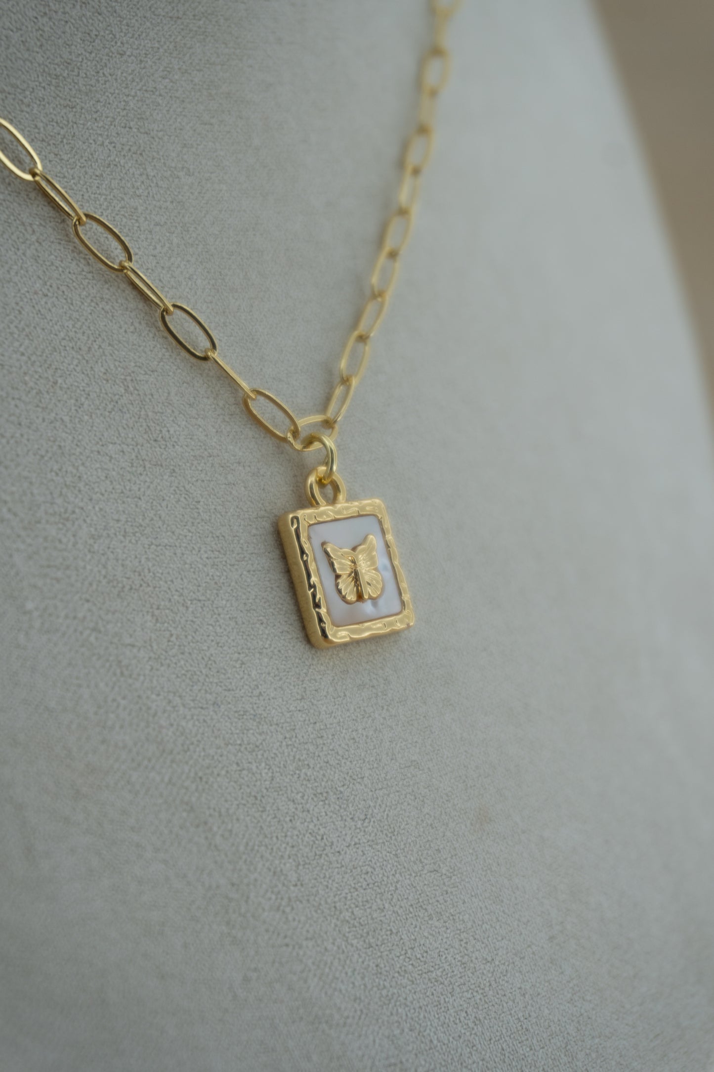 butterfly mother of pearl square charm