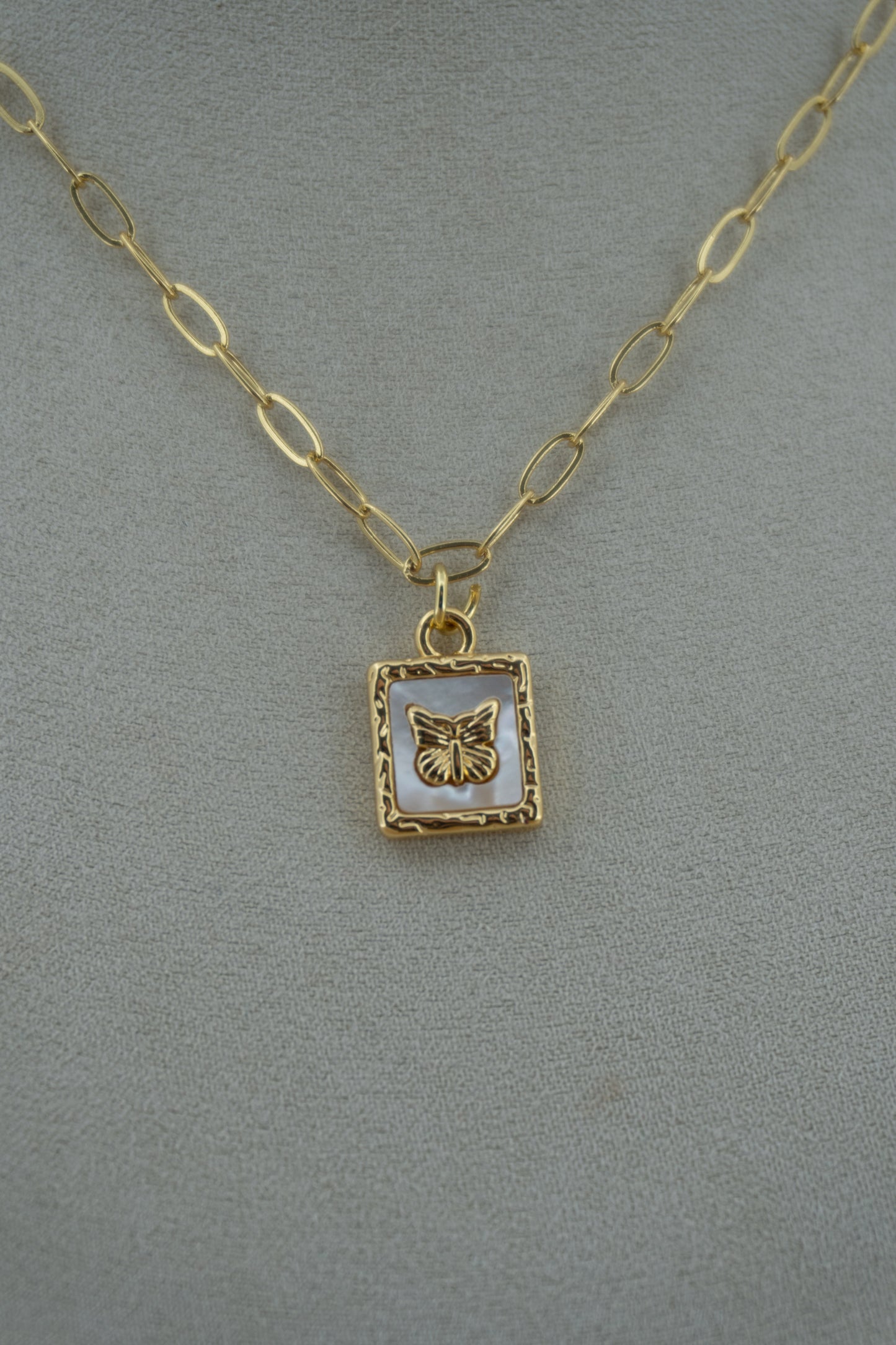 butterfly mother of pearl square charm