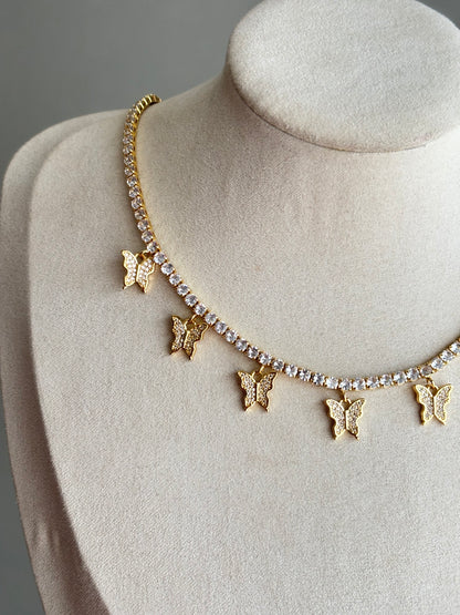 butterfly pave necklace chain