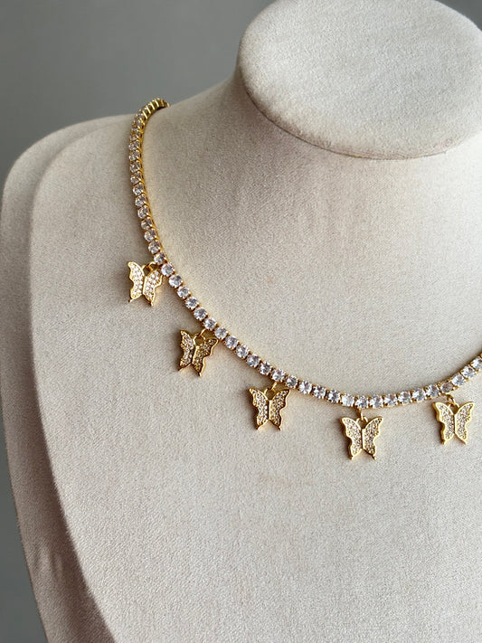 butterfly pave necklace chain