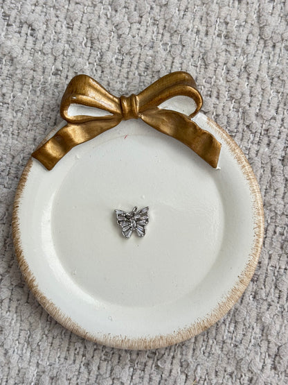 baguette butterfly charm in silver
