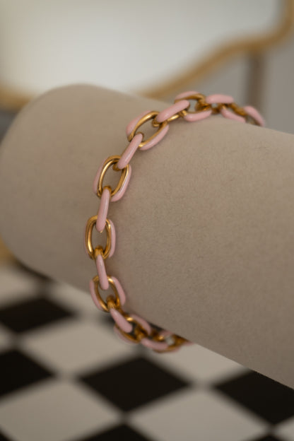 bracelet chain - pink rolo