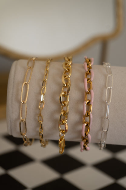bracelet chain - pink rolo