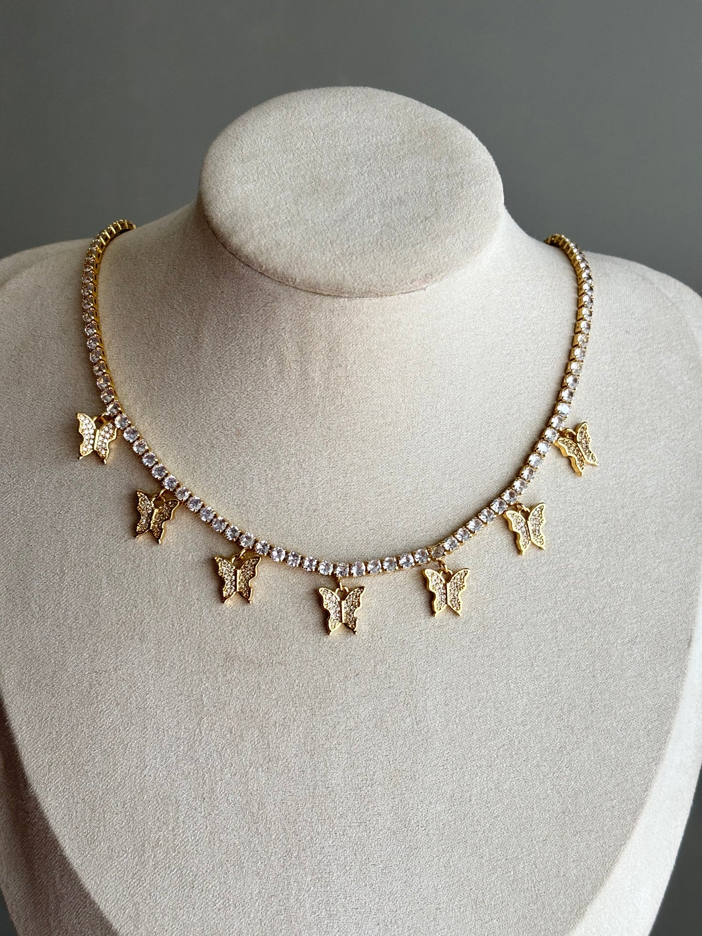 butterfly pave necklace chain