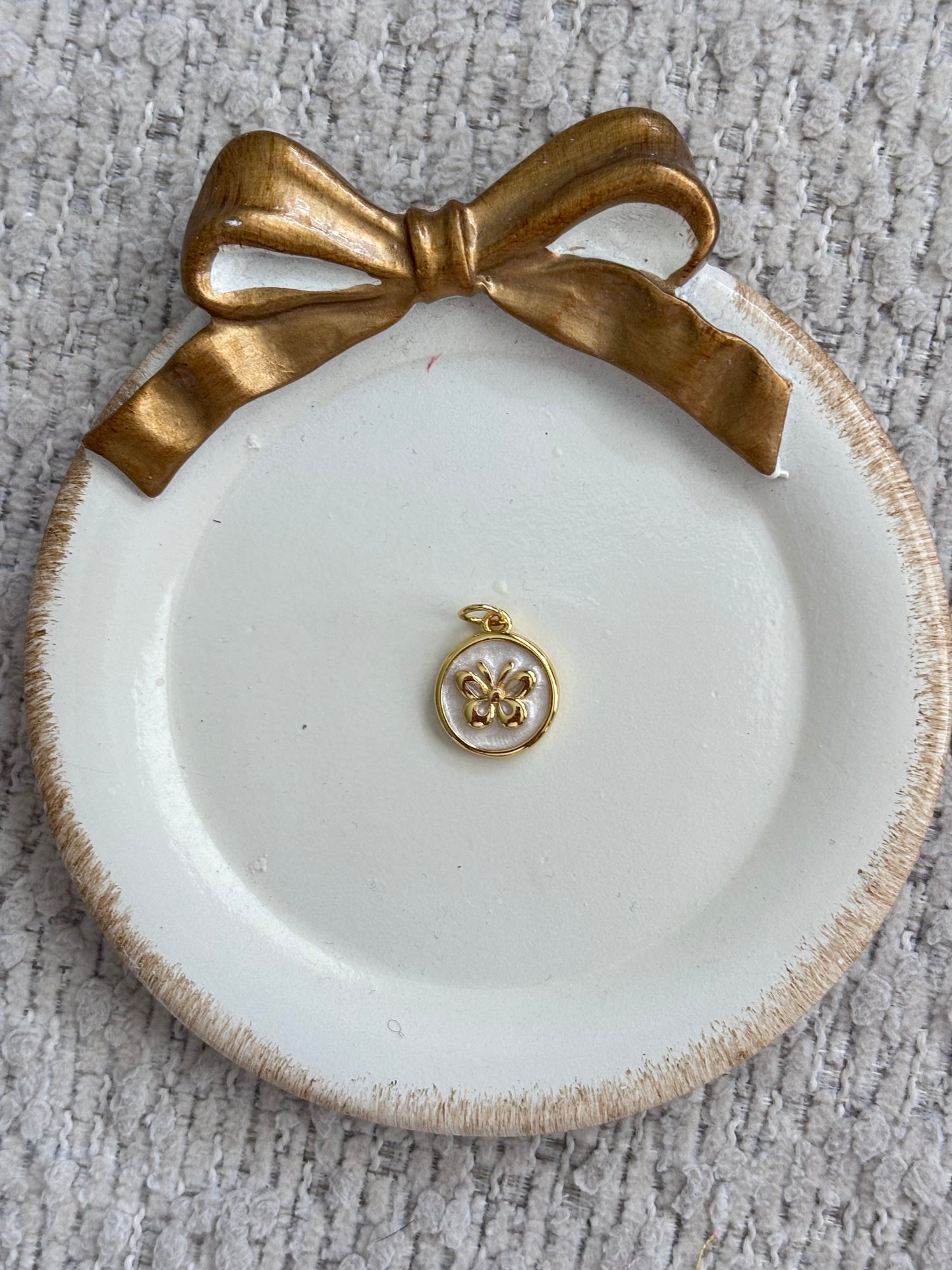 mother of pearl butterfly disc charm