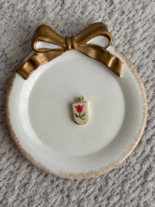 tulip enamel charm (white base)