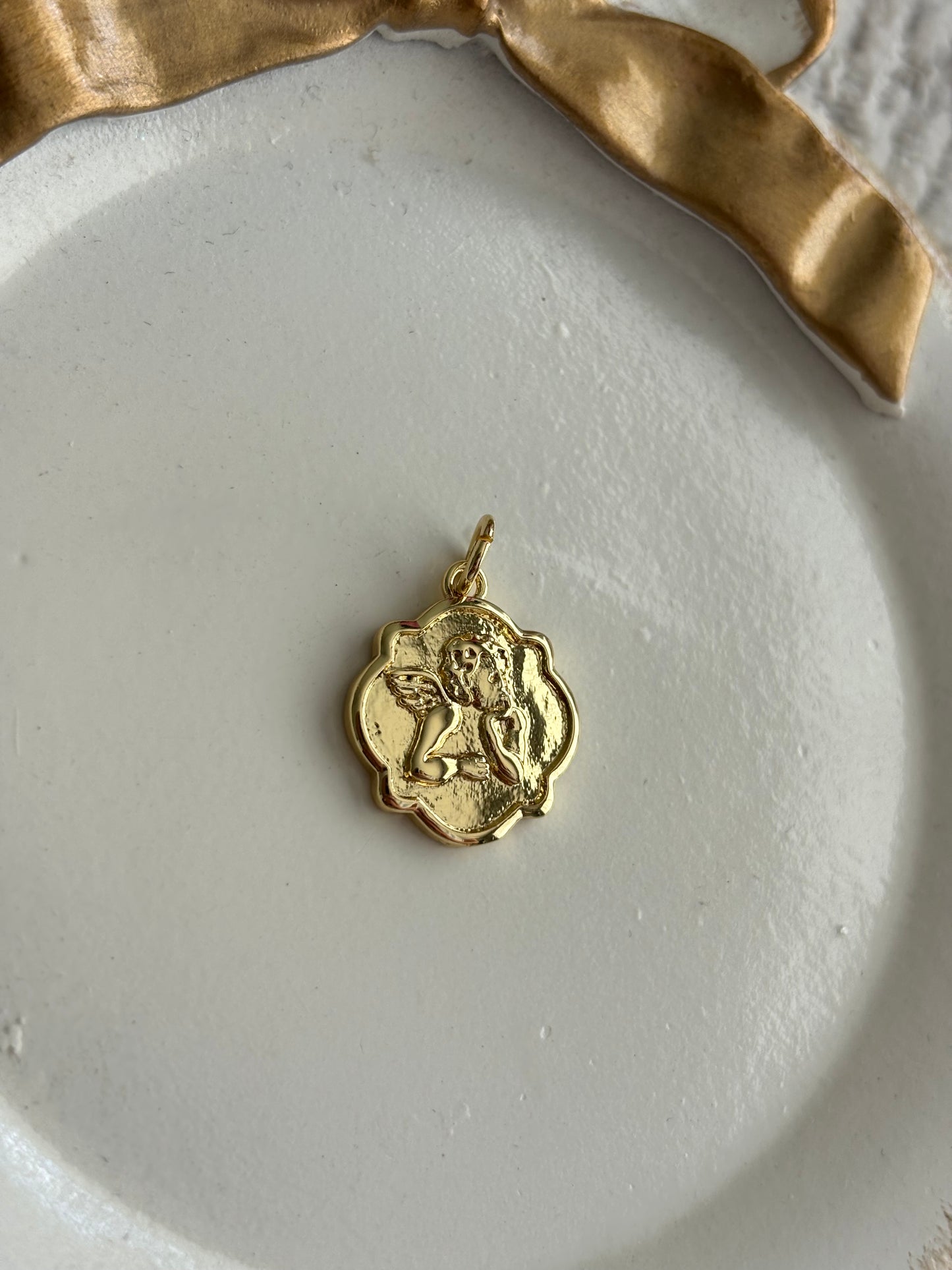 scalloped angel baby charm