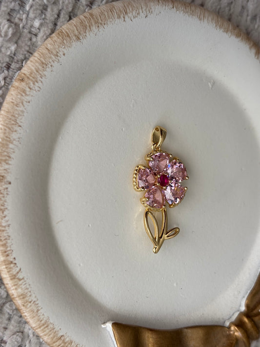 pink glam flower charm