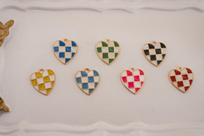 checker color heart charm