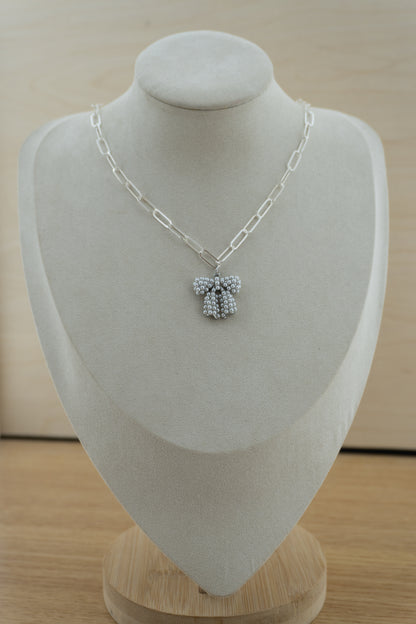 pearl bow (!!) silver charm