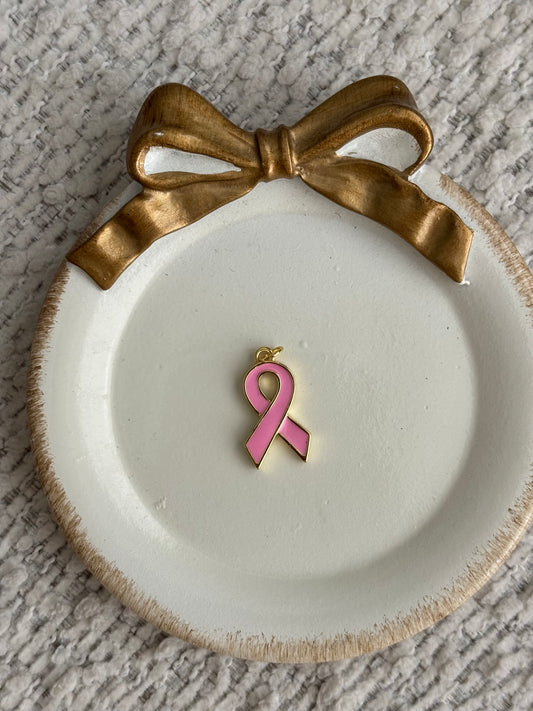 pink cancer ribbon charm