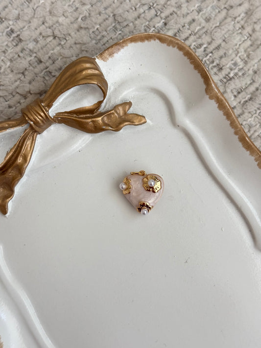 mother of pearl white heart charm