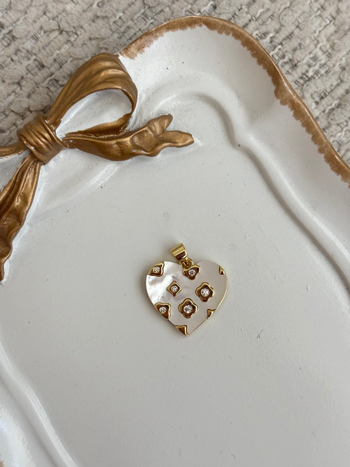 mother of pearl mosaic heart charm