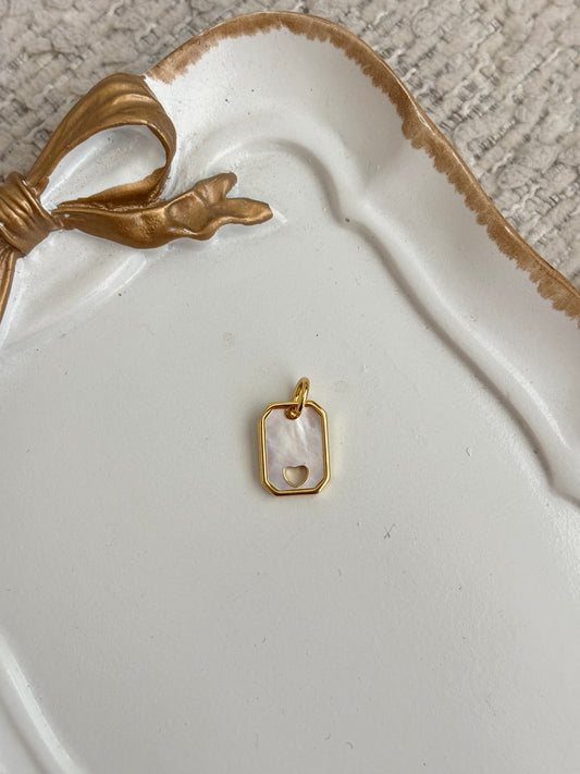 mother of pearl dog tag charm