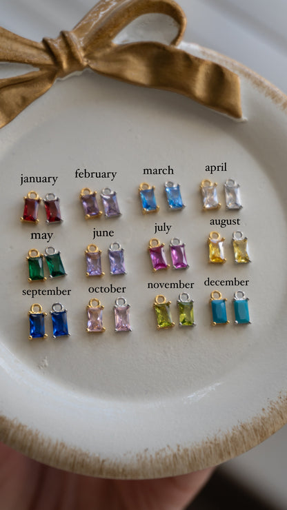 birthstone baguette charm