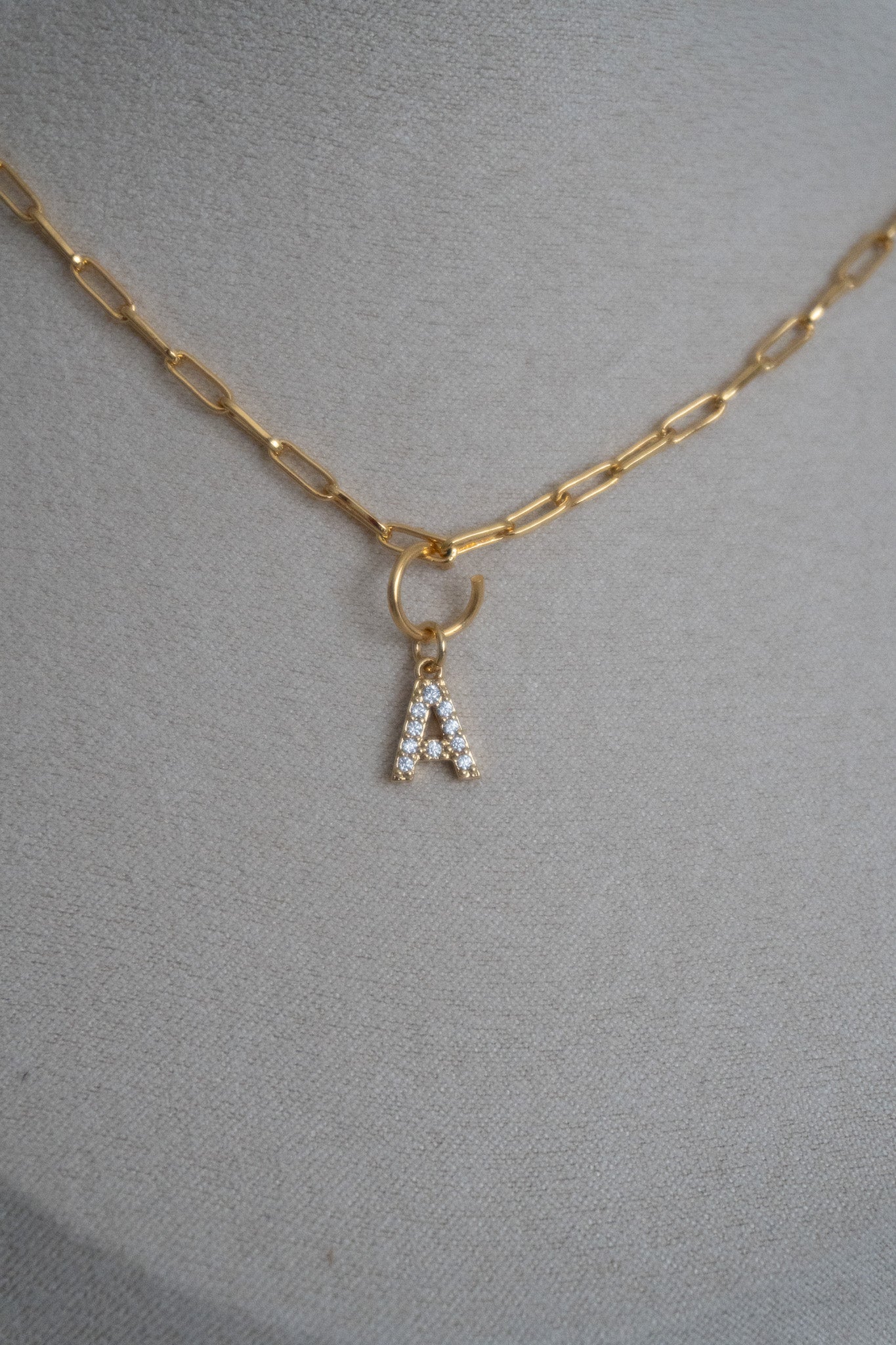 letter sparkle charm in gold