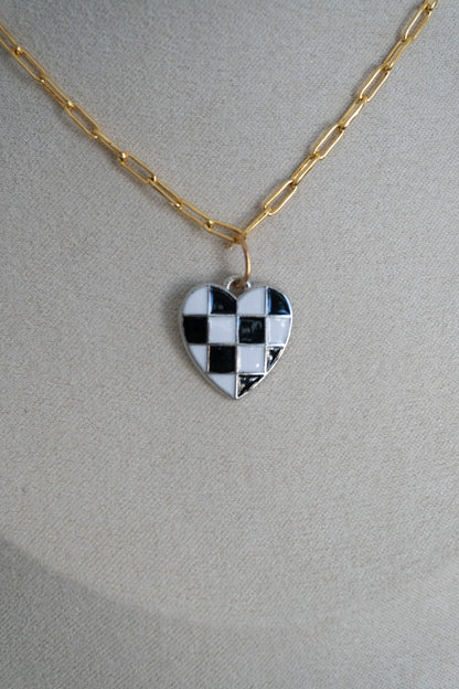 checker color heart charm