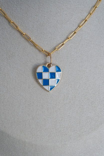 checker color heart charm