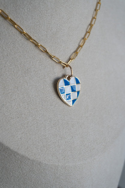 checker color heart charm