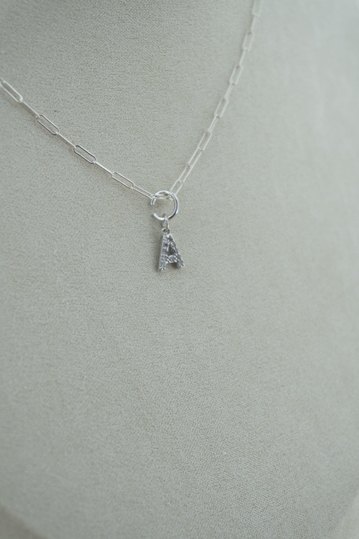 letter sparkle charm in silver