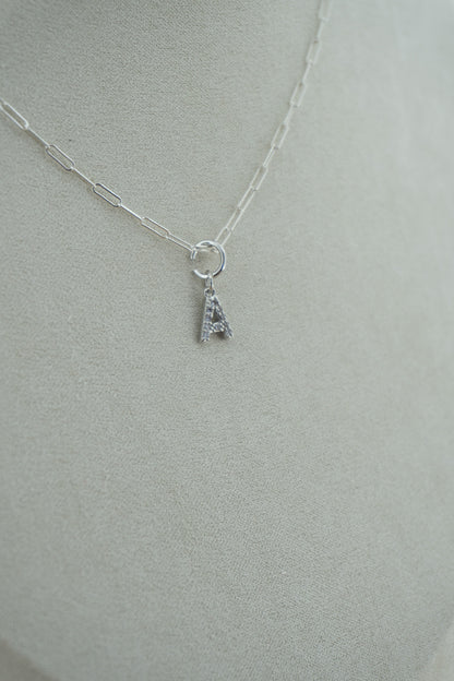 letter sparkle charm in silver