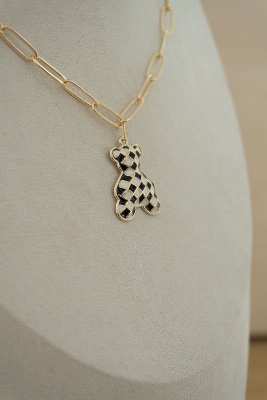 checker bear charm