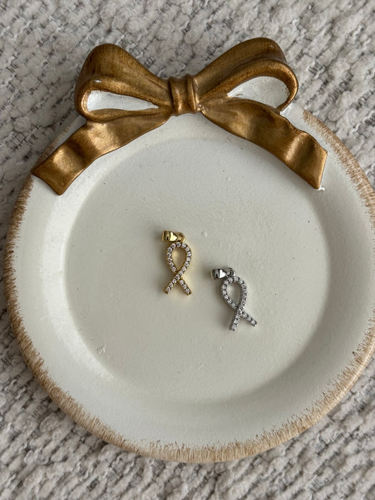 sparkle cancer ribbon charm