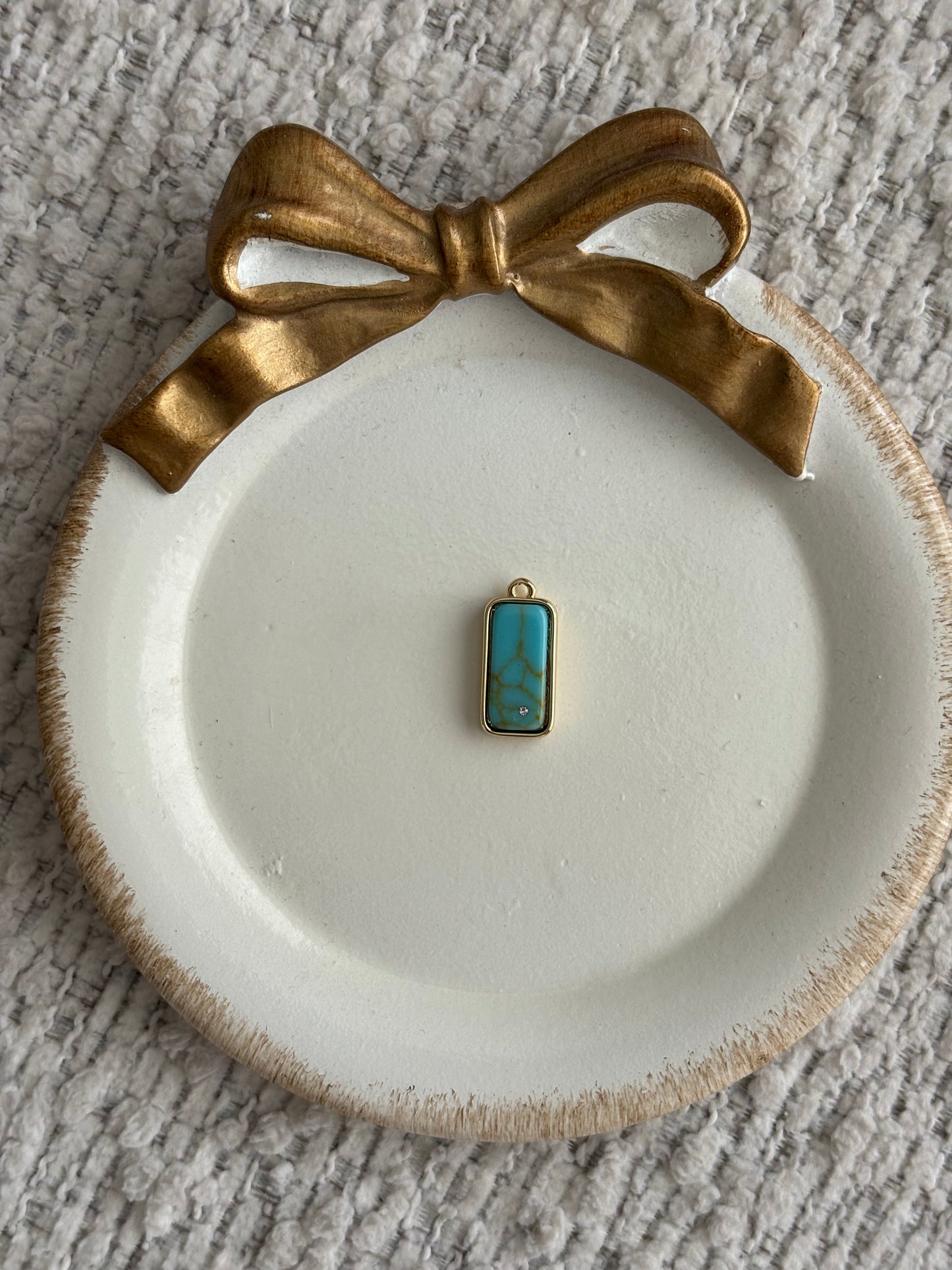 turquoise rectangle charm