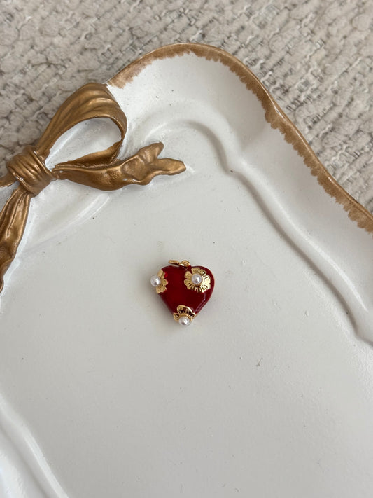 mother of pearl red heart charm