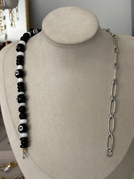 magic 8 ball (silver) beaded chain