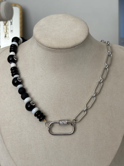 magic 8 ball (silver) beaded chain