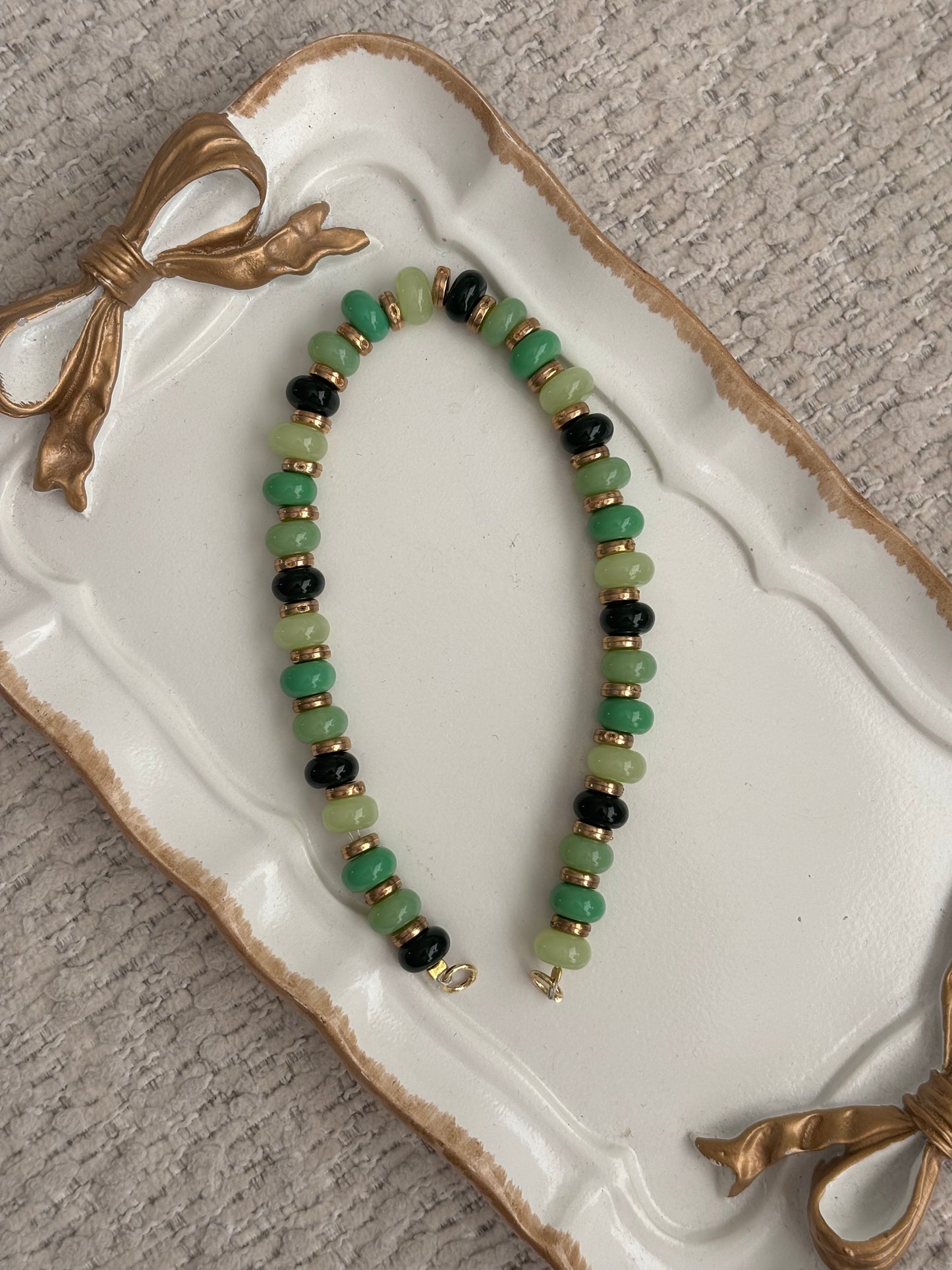 beaded bag charm - green